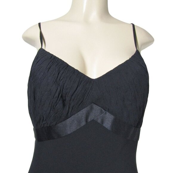 VTG Y2K SLIP DRESS BABY DOLL 100% Silk Black Whimsigoth Fairy LBD Loft Dress 8 - Picture 2 of 11